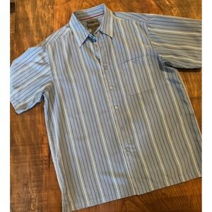 Saddlebred Men's Striped Short Sleeve‎ Button Down Size Large